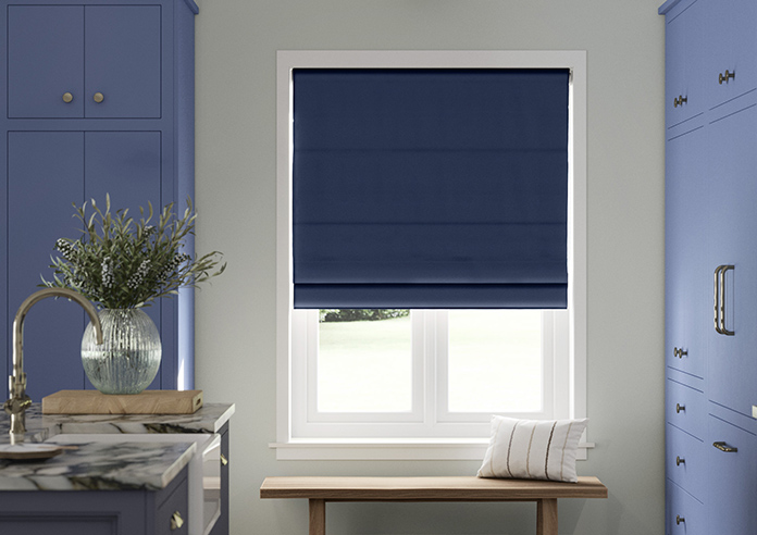 Shima Faux Silk, Indigo - Roman Blind - Image 3